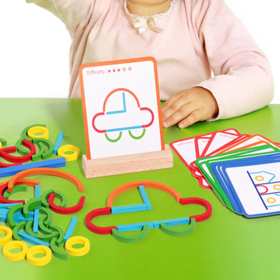 Sticks & Rings – Slim & Creative – Wooden Shape Puzzle