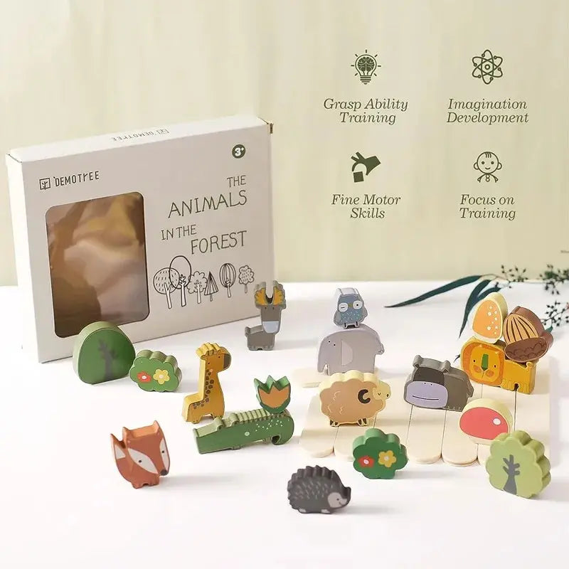 Animal Stackers™ - Slim Stacking Blocks - Wooden Animal Stacking Toy