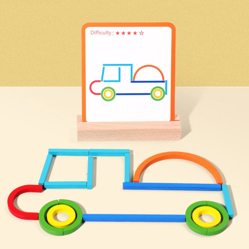 Sticks & Rings – Slim & Creative – Wooden Shape Puzzle