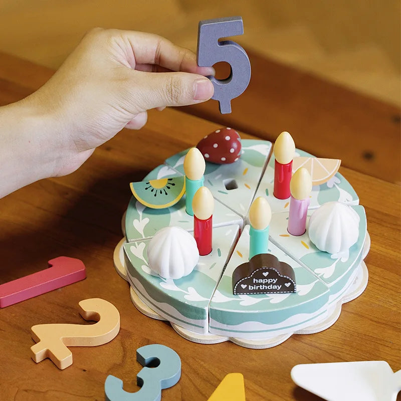 TinyChef – Educational & Fun – Wooden Kitchen Set with Cake and Accessories