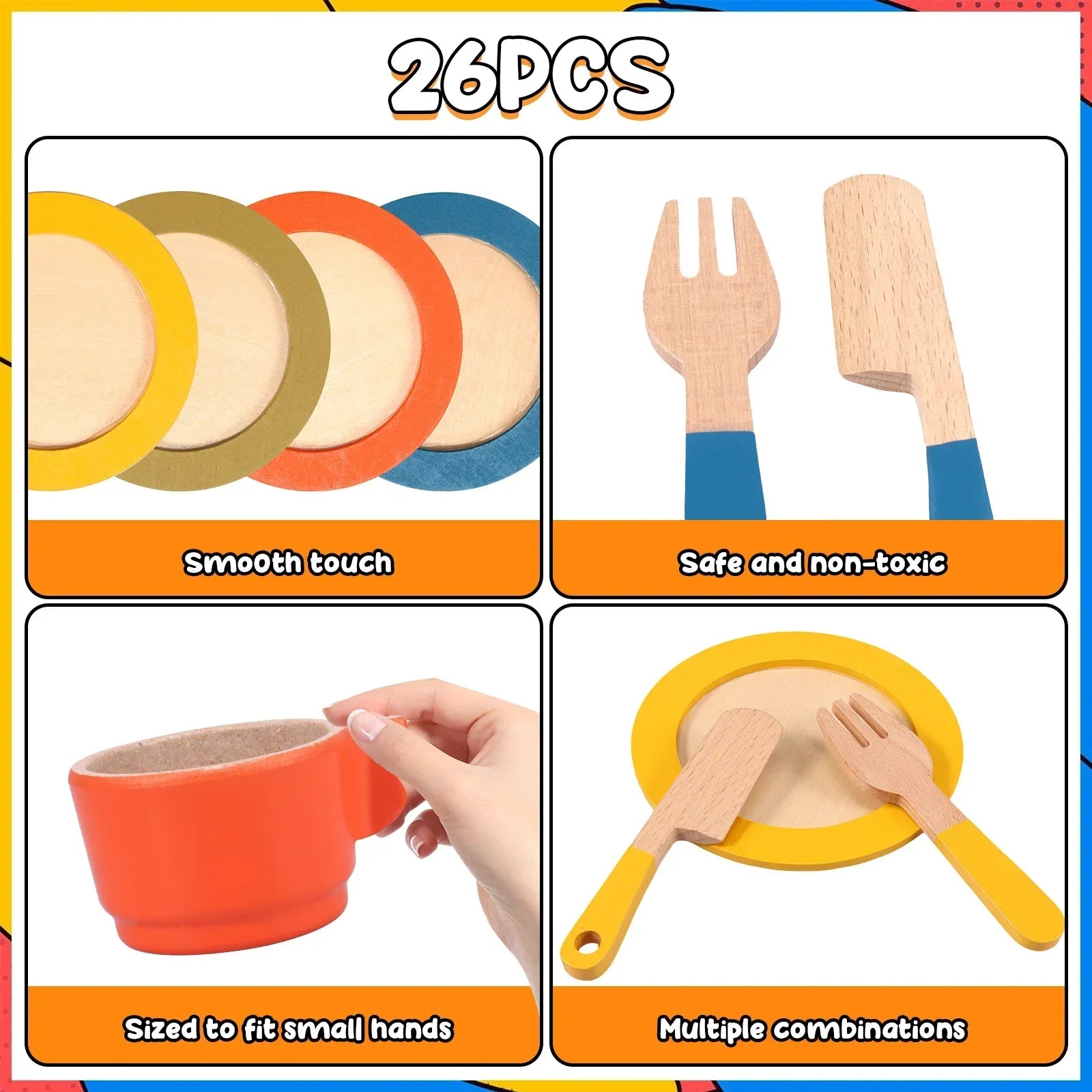 Woods™ - Creative & Educational - Wooden Kitchen Play Set for Kids